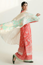 Zara Shahjahan Embroidered Luxury Lawn Unstitched 3Pc Suit D-01A MAHI
