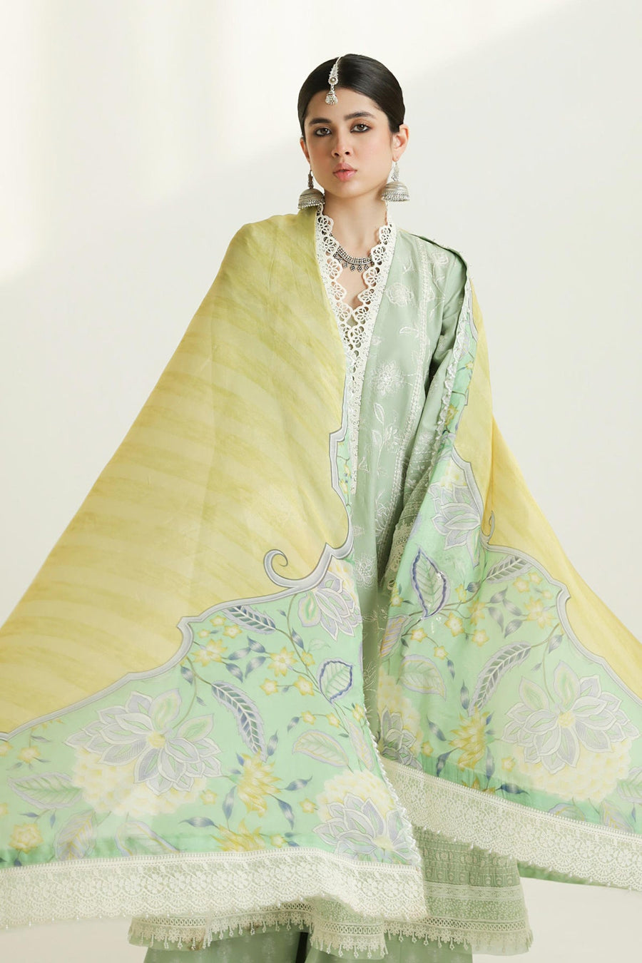 Zara Shahjahan Embroidered Luxury Lawn Unstitched 3Pc Suit D-01B MAHI