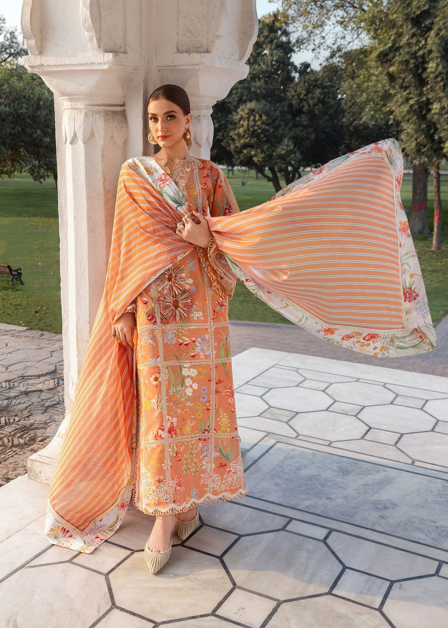 Crimson Flow Embroidered Lawn Unstitched 3Pc Suit D-2A A SUMMER DANCE