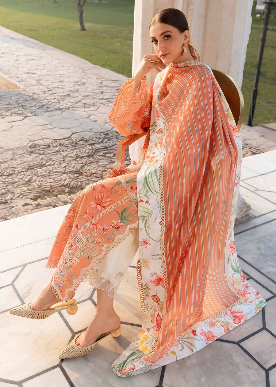 Crimson Flow Embroidered Lawn Unstitched 3Pc Suit D-2A A SUMMER DANCE