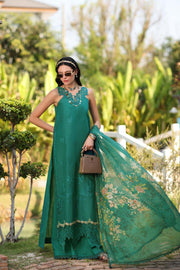 Noor by Saadia Asad Eid Luxe Printkhaas Unstitched 3Pc Suit D-02 Peacock Green