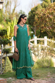 Noor by Saadia Asad Eid Luxe Printkhaas Unstitched 3Pc Suit D-02 Peacock Green