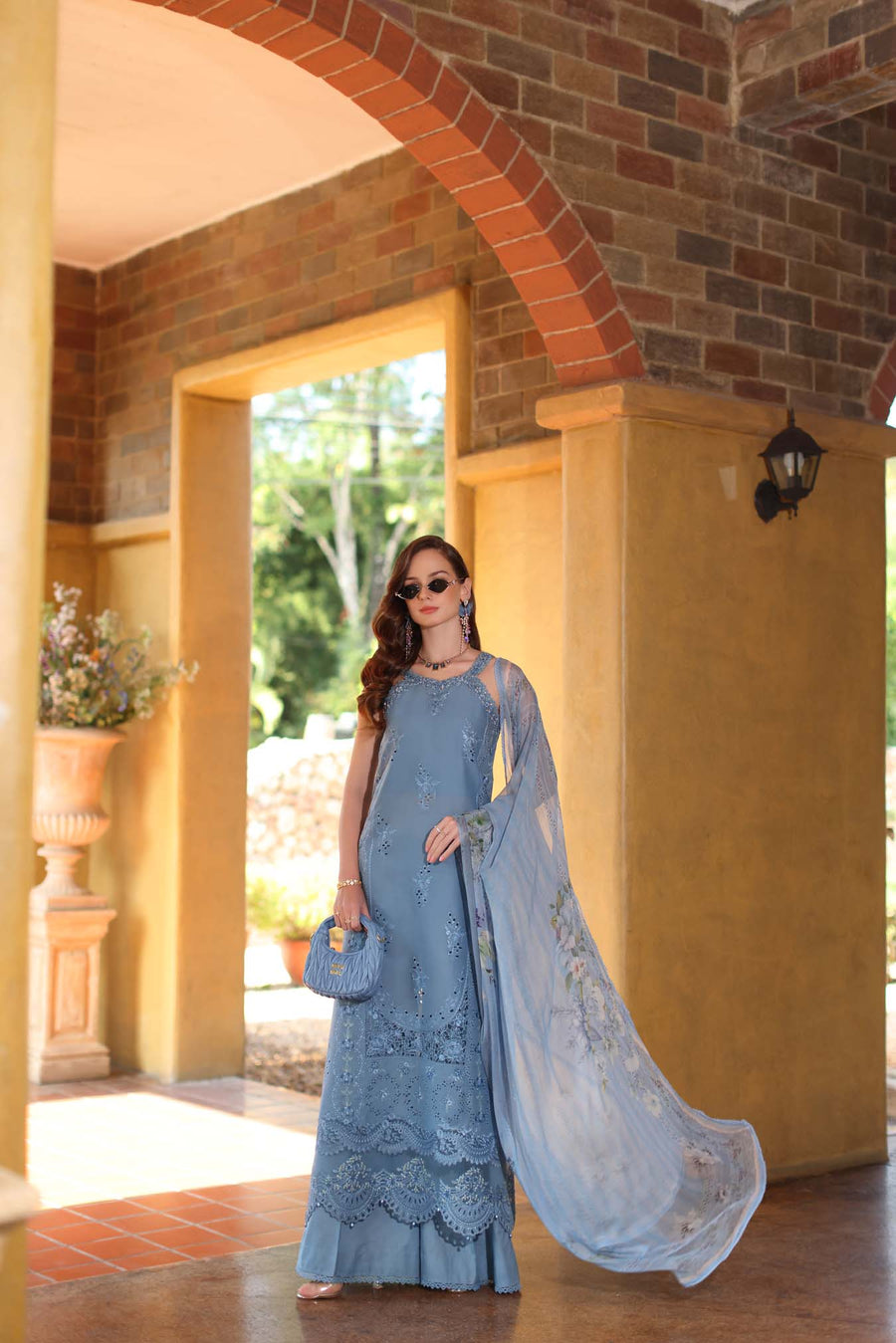 Noor by Saadia Asad Luxury Eid Handwork Schiffli Laserkari Unstitched Suit D03-A Mirelle