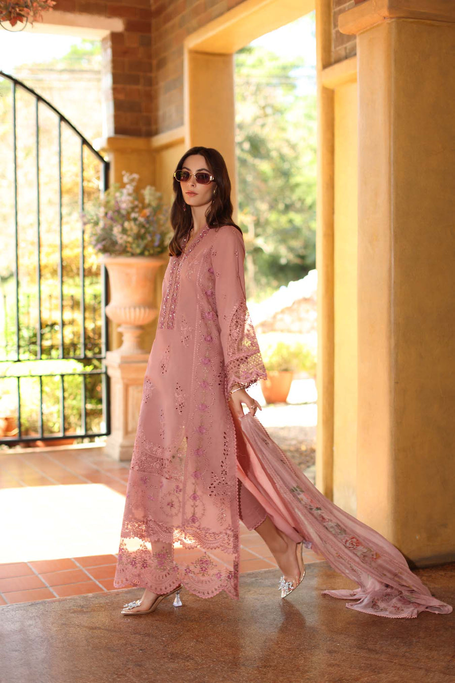 Noor by Saadia Asad Luxury Eid Handwork Schiffli Laserkari Unstitched Suit D03-B Mirelle