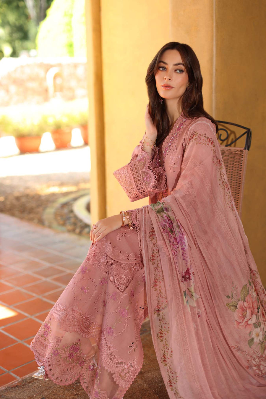 Noor by Saadia Asad Luxury Eid Handwork Schiffli Laserkari Unstitched Suit D03-B Mirelle