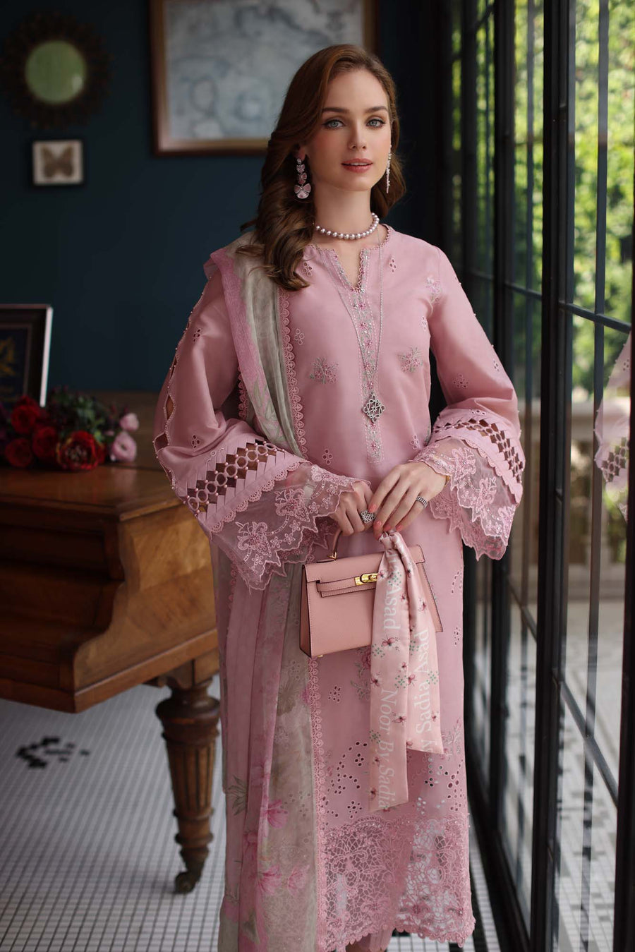 Noor by Saadia Asad Eid Luxury Schiffli Laserkari Unstitched 3Pc Suit D-03