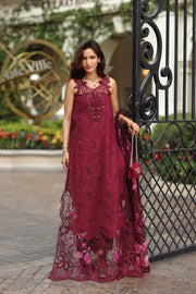 Noor by Saadia Asad Luxe Chikankari Unstitched Lawn 3Pc Suit D-03 Bordeaux