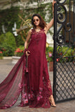 Noor by Saadia Asad Luxe Chikankari Unstitched Lawn 3Pc Suit D-03 Bordeaux