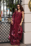 Noor by Saadia Asad Luxe Chikankari Unstitched Lawn 3Pc Suit D-03 Bordeaux