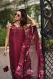 Noor by Saadia Asad Luxe Chikankari Unstitched Lawn 3Pc Suit D-03 Bordeaux