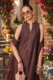 Noor by Saadia Asad Luxury Eid Schiffli Laserkari Unstitched Suit D3 -Espresso Rose
