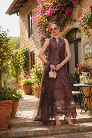 Noor by Saadia Asad Luxury Eid Schiffli Laserkari Unstitched Suit D3 -Espresso Rose