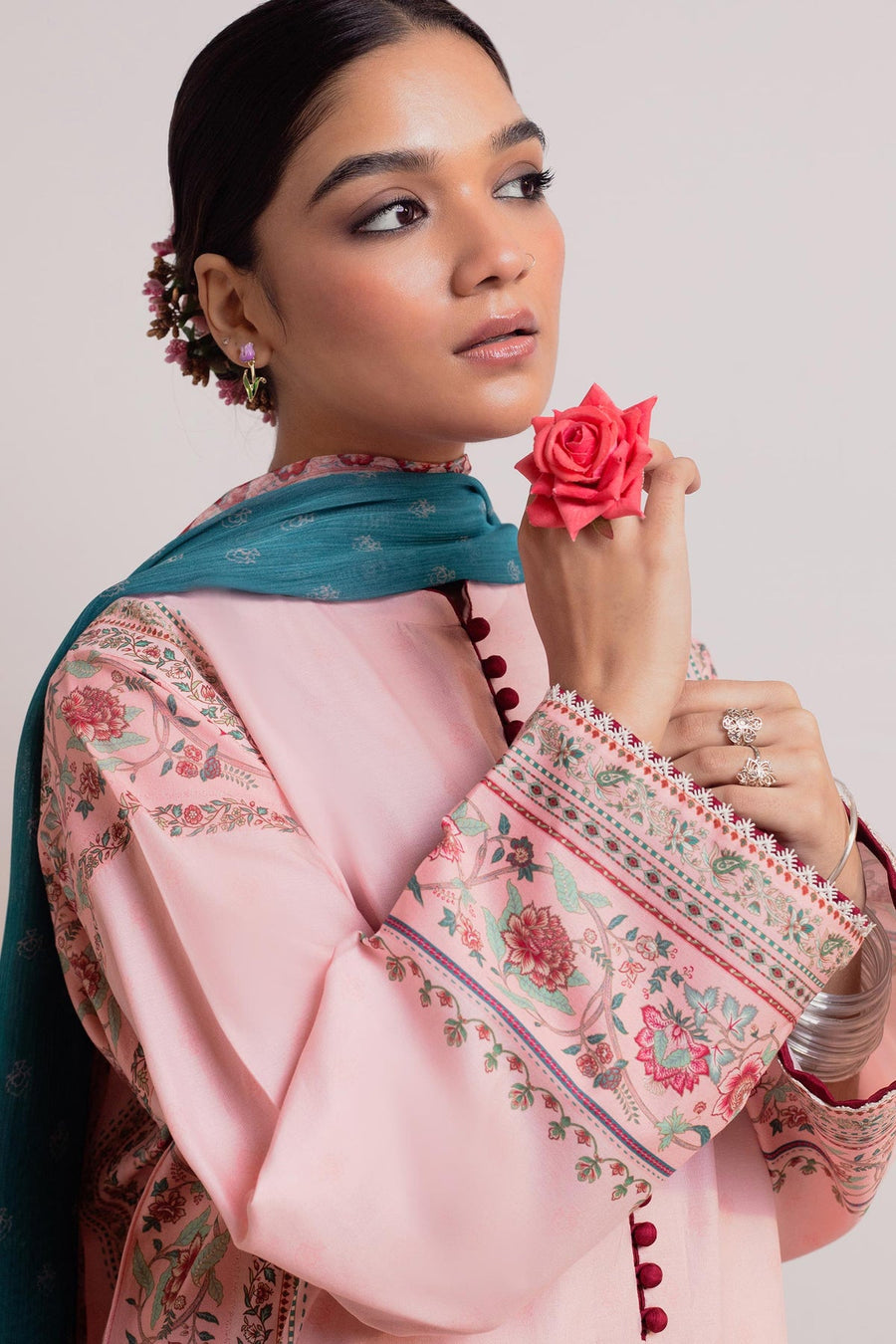 Coco by Zara Shahjahan Printed Lawn Unstitched 3Pc Suit D-03 GULABI