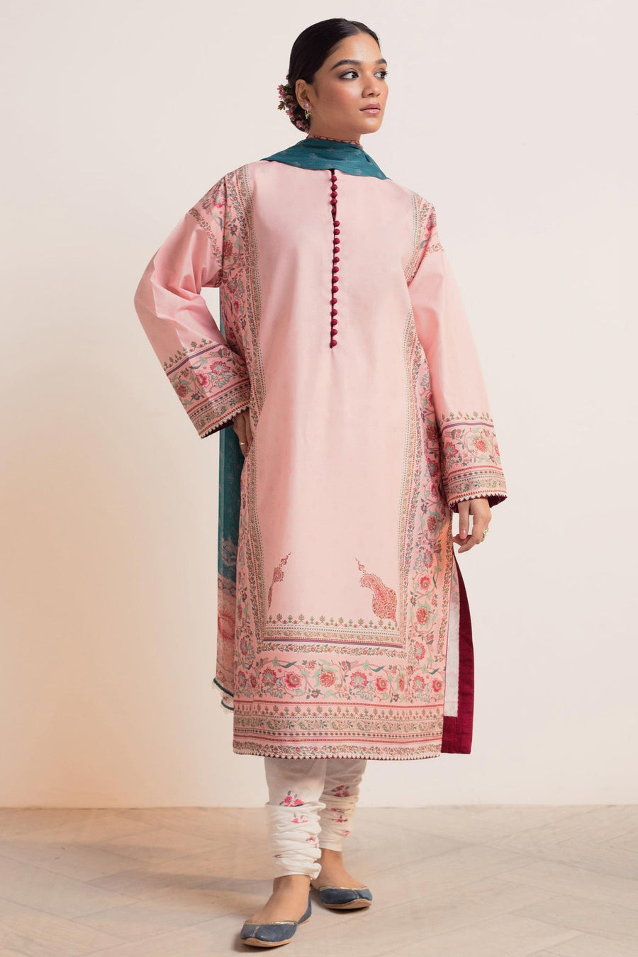 Coco by Zara Shahjahan Printed Lawn Unstitched 3Pc Suit D-03 GULABI