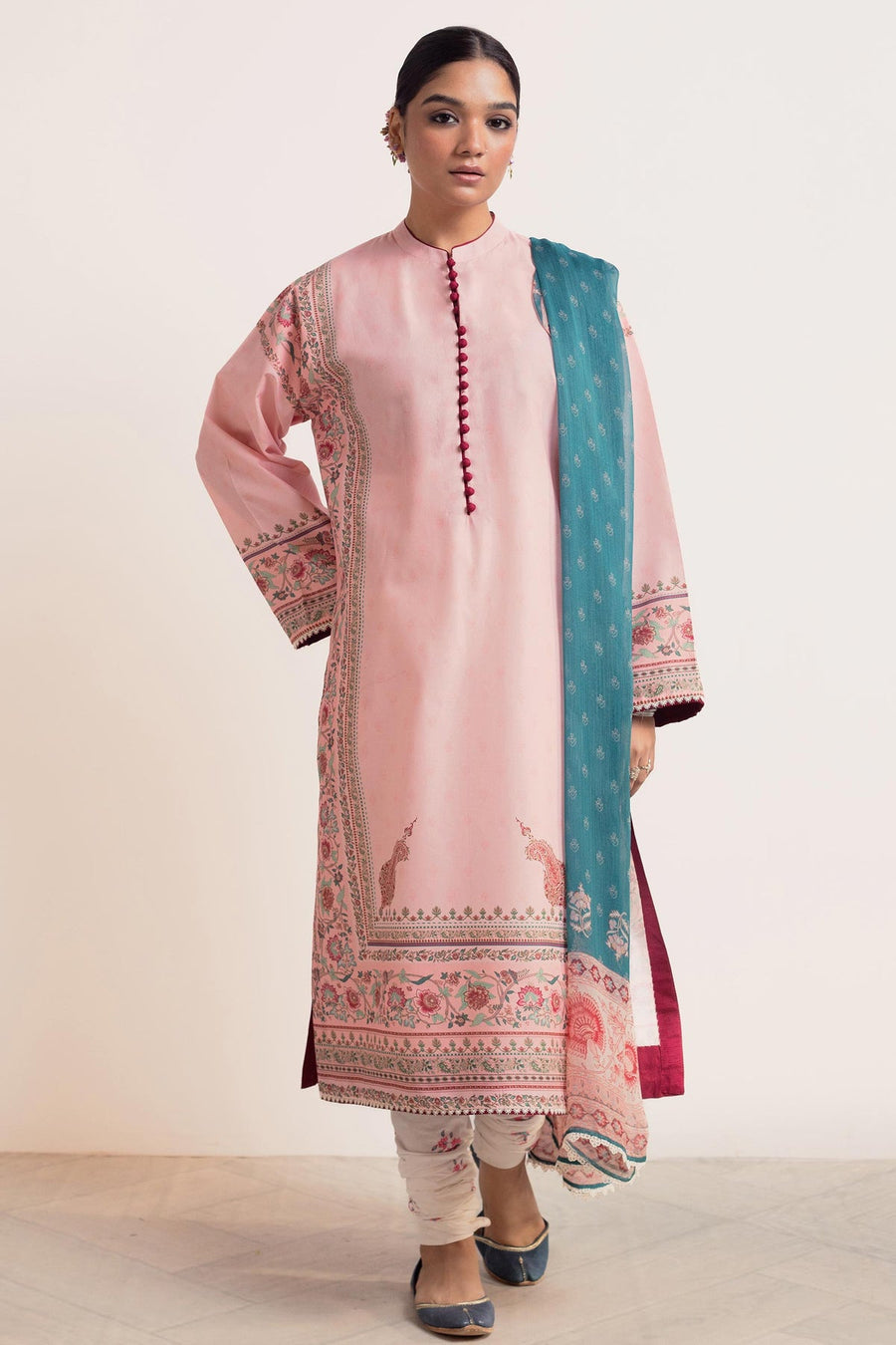 Coco by Zara Shahjahan Printed Lawn Unstitched 3Pc Suit D-03 GULABI
