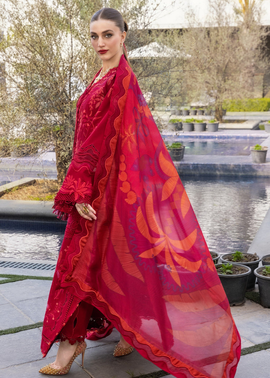 Crimson Flow Embroidered Lawn Unstitched 3Pc Suit D-3A BEAUTY IN BLOOM