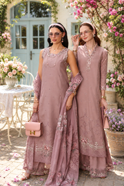 Noor by Saadia Asad Eid Luxe Printkhaas Unstitched 3Pc Suit D-03 Rose Éclat