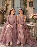 Noor by Saadia Asad Eid Luxe Printkhaas Unstitched 3Pc Suit D-03 Rose Éclat