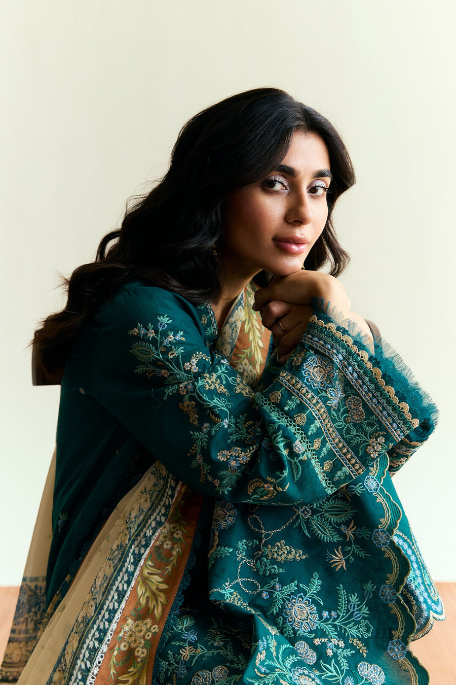 Coco by Zara Shahjahan Embroidered Lawn Unstitched 3Pc Suit D-04 MARIGOLD