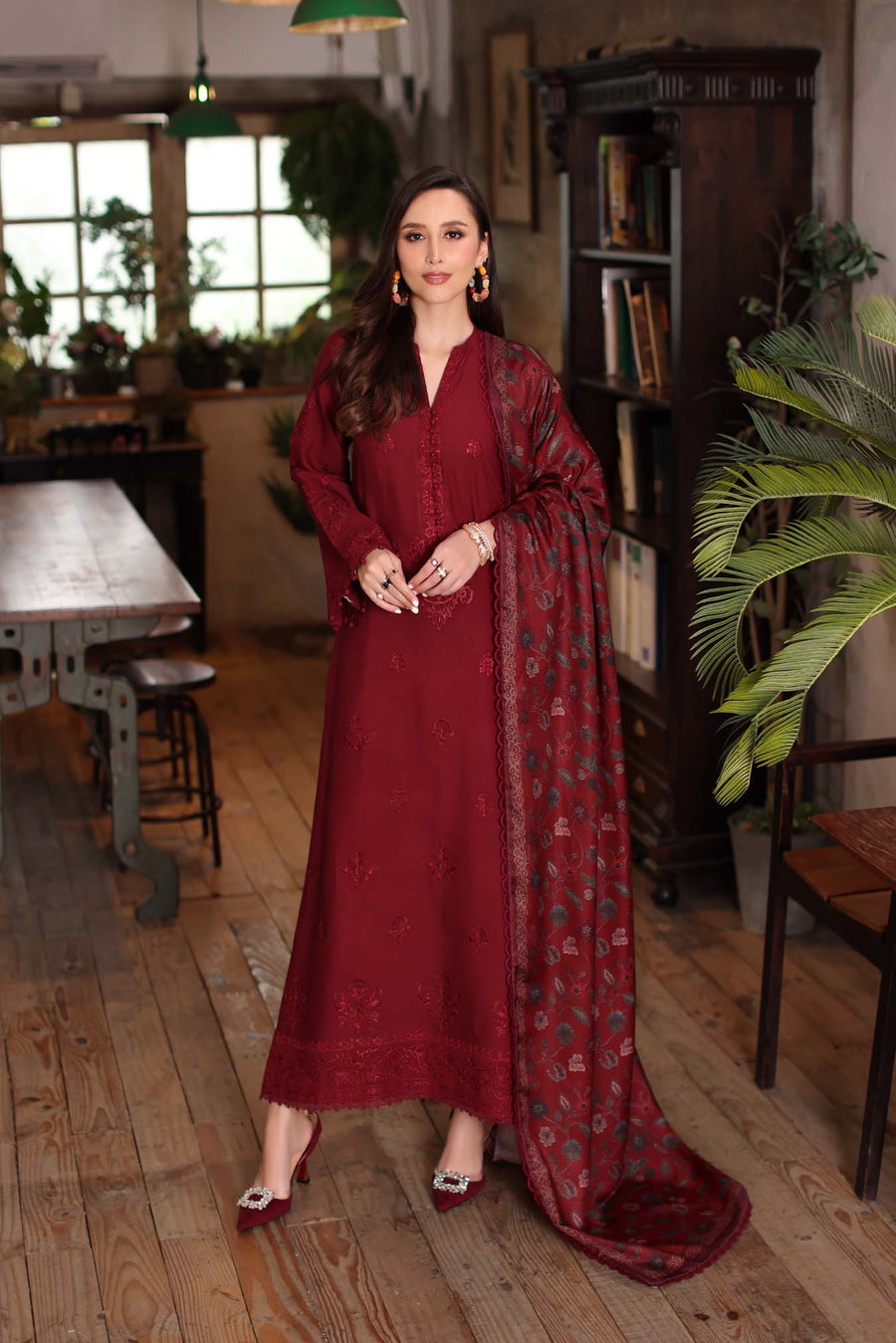 Noor by Saadia Asad Embroidered Linen Unstitched 3Pc Suit D-04A