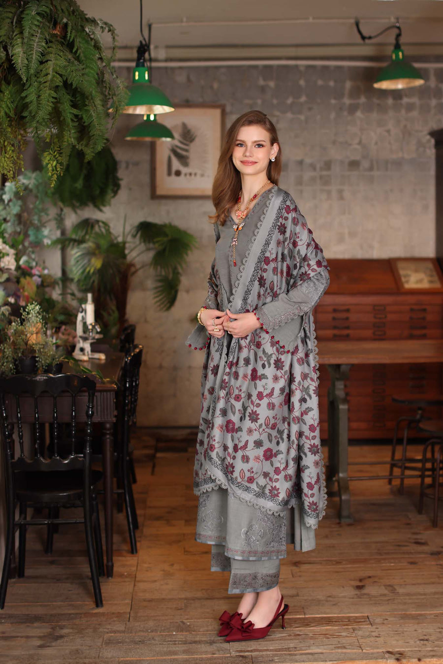 Noor by Saadia Asad Embroidered Linen Unstitched 3Pc Suit D-04B