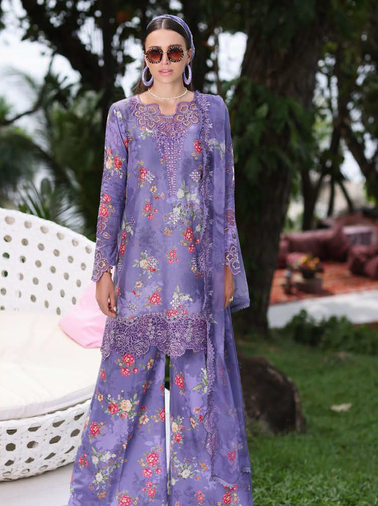 Noor by Saadia Asad Luxe PrintKari Unstitched Lawn 3Pc Suit D4-B