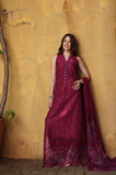 Noor by Saadia Asad Luxury Eid Schiffli Laserkari Unstitched Suit D4 -Fuchia Élégance