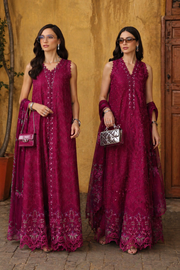 Noor by Saadia Asad Luxury Eid Schiffli Laserkari Unstitched Suit D4 -Fuchia Élégance