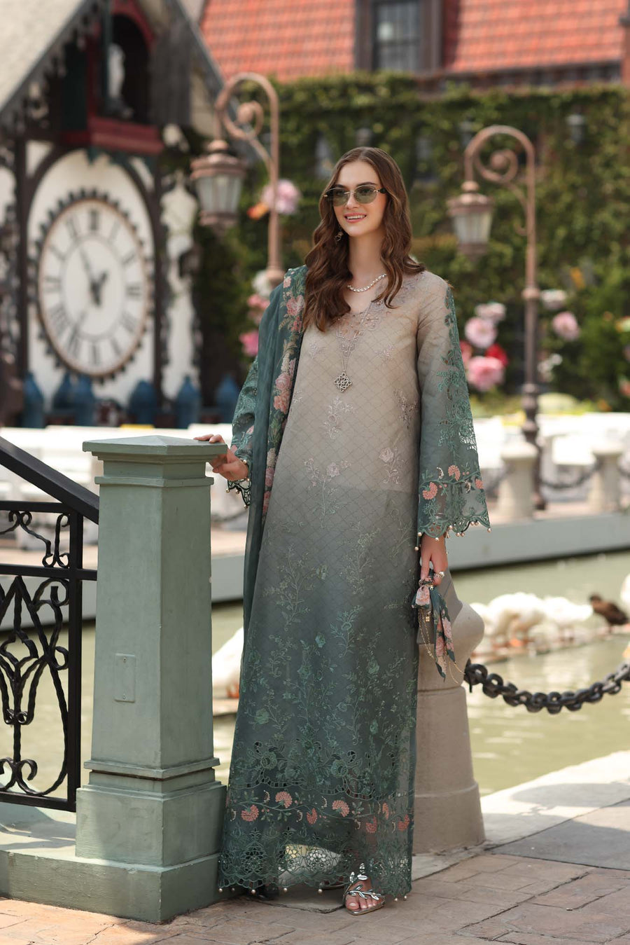 Noor by Saadia Asad Luxe Chikankari Unstitched Lawn 3Pc Suit D-04 Smoke Zinc
