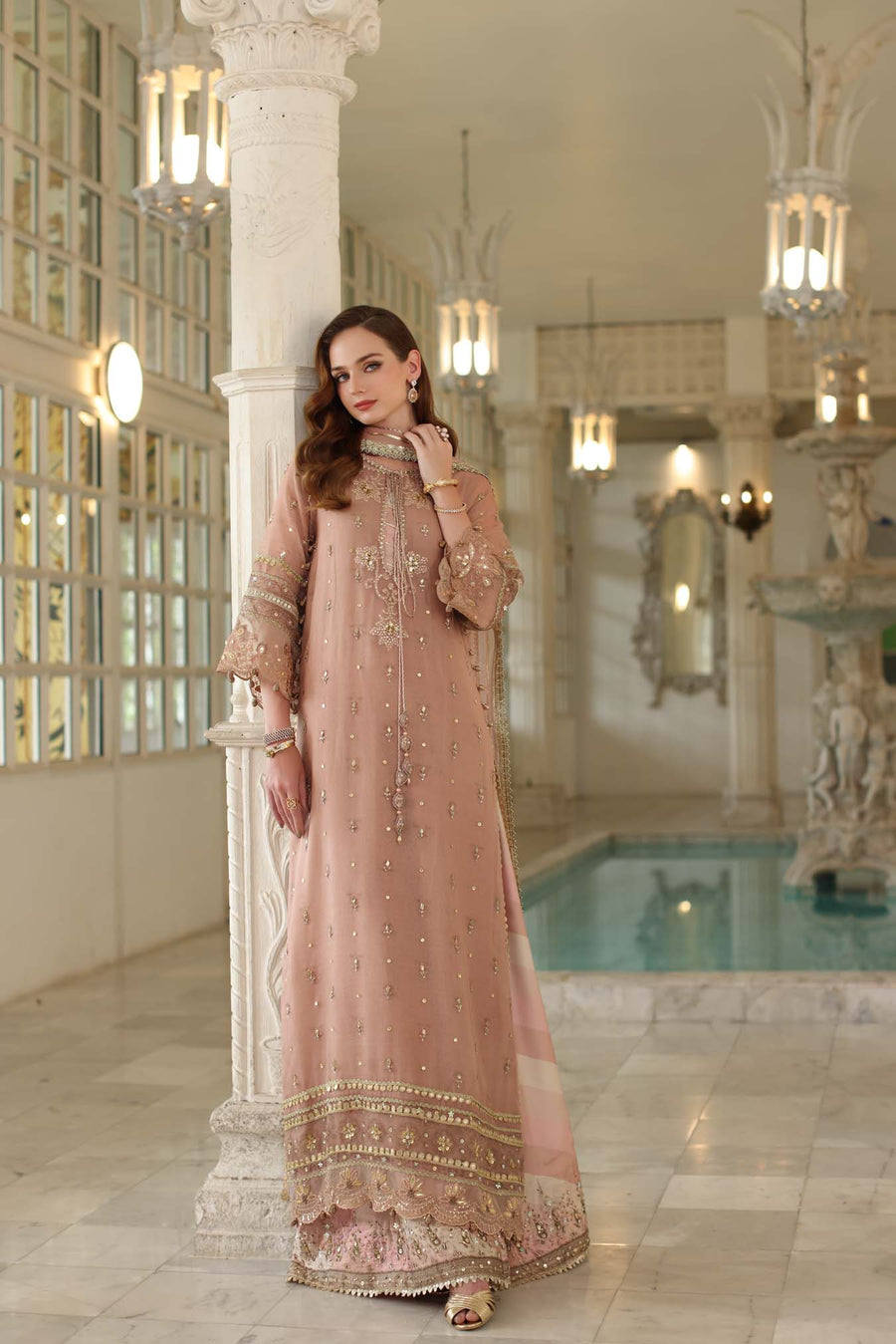 Noor by Saadia Asad Embroidered Cotton Net Unstitched 3Pc Suit D-04 Tea Pink