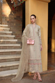 Noor by Saadia Asad Luxury Eid Handwork Schiffli Laserkari Unstitched Suit D05-A Lunaria