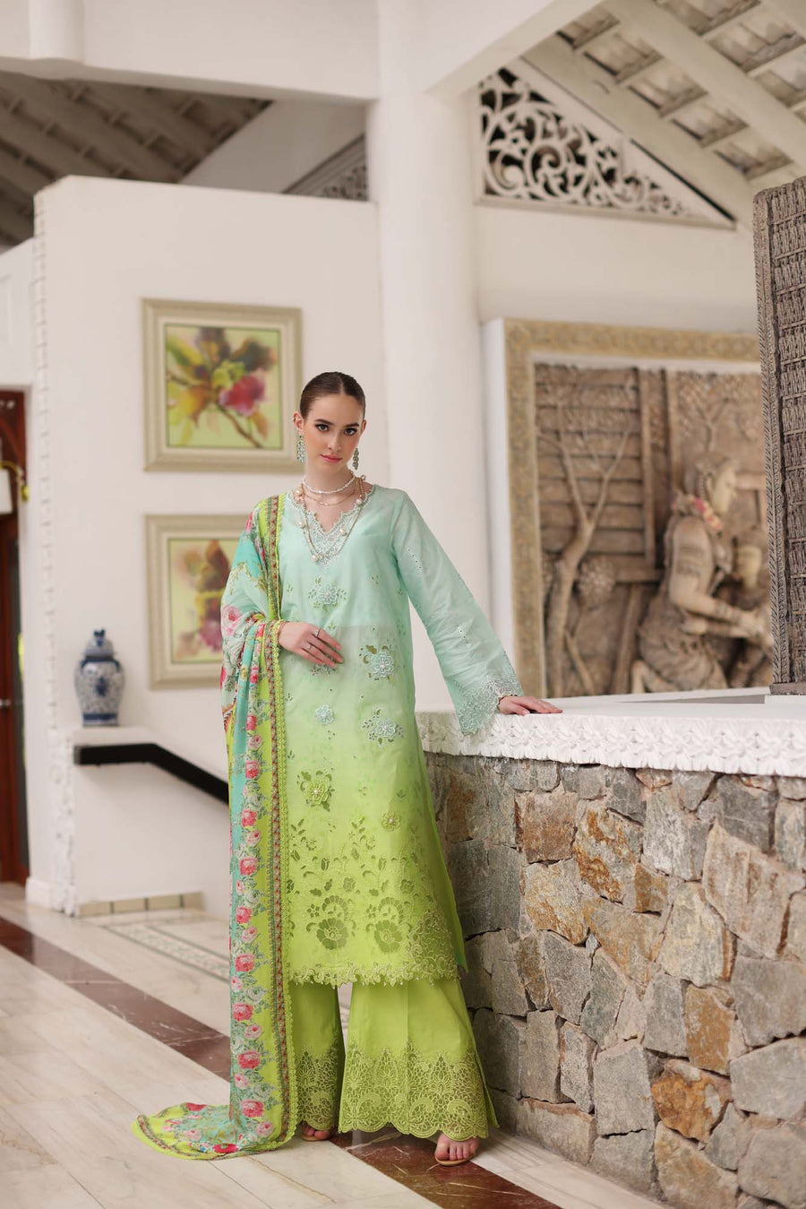 Noor by Saadia Asad Luxury Chikankari Lawn Unstitched 3Pc Suit D-05A