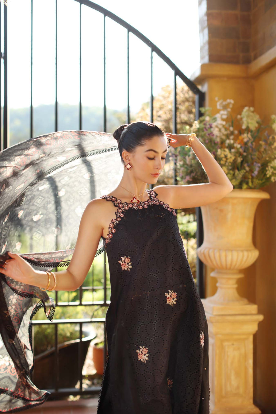 Noor by Saadia Asad Luxury Eid Handwork Schiffli Laserkari Unstitched Suit D05-B Lunaria