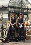 Noor by Saadia Asad Luxe Chikankari Unstitched Lawn 3Pc Suit D-05 Cross stitch Black