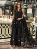 Noor by Saadia Asad Luxe Chikankari Unstitched Lawn 3Pc Suit D-05 Cross stitch Black