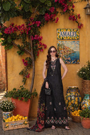 Noor by Saadia Asad Luxury Eid Schiffli Laserkari Unstitched Suit D5 - Raven Black