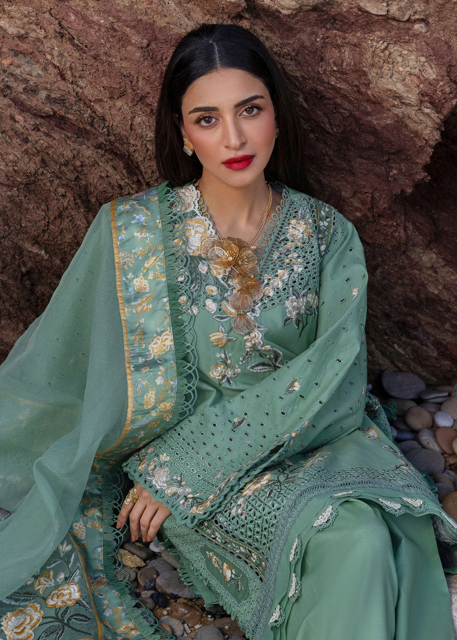 Crimson Flow Embroidered Lawn Unstitched 3Pc Suit D-5A Parsi Threads