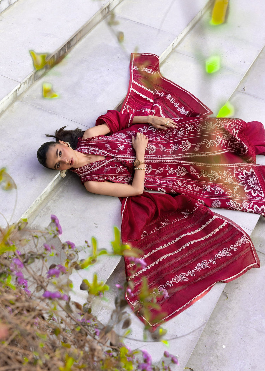 Crimson Flow Embroidered Lawn Unstitched 3Pc Suit D-5A A HANDMADE TALE