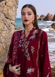 Crimson Flow Embroidered Lawn Unstitched 3Pc Suit D-5B Parsi Threads