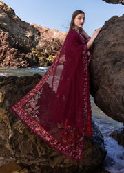 Crimson Flow Embroidered Lawn Unstitched 3Pc Suit D-5B Parsi Threads