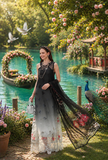 Noor by Saadia Asad Eid Luxe Printkhaas Unstitched 3Pc Suit D-05 Midnight Smoke
