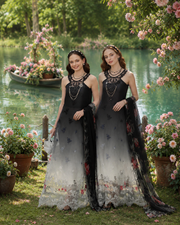 Noor by Saadia Asad Eid Luxe Printkhaas Unstitched 3Pc Suit D-05 Midnight Smoke