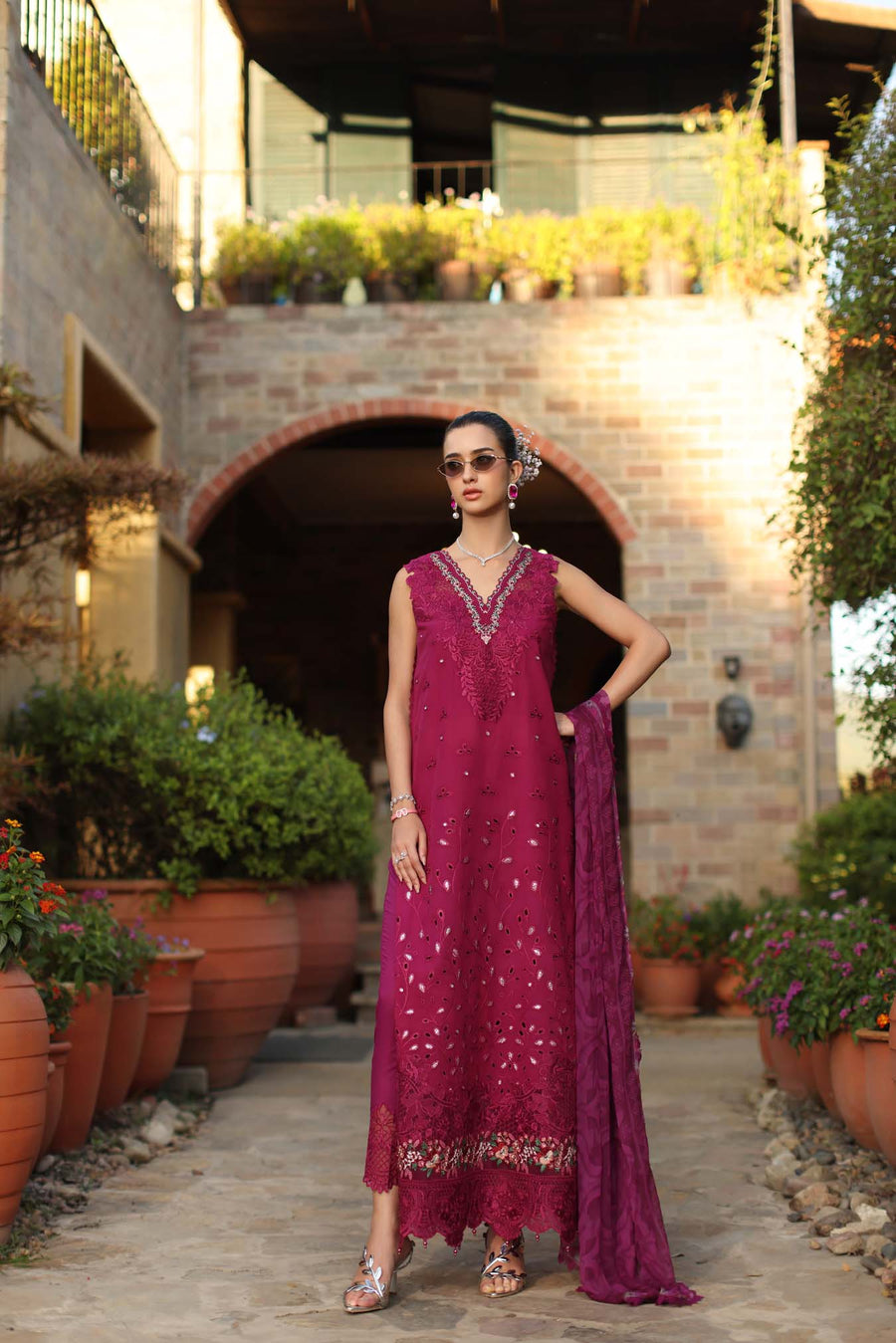Noor by Saadia Asad Luxury Eid Handwork Schiffli Laserkari Unstitched Suit D06-A Zelina