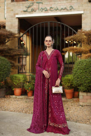 Noor by Saadia Asad Luxury Eid Handwork Schiffli Laserkari Unstitched Suit D06-A Zelina