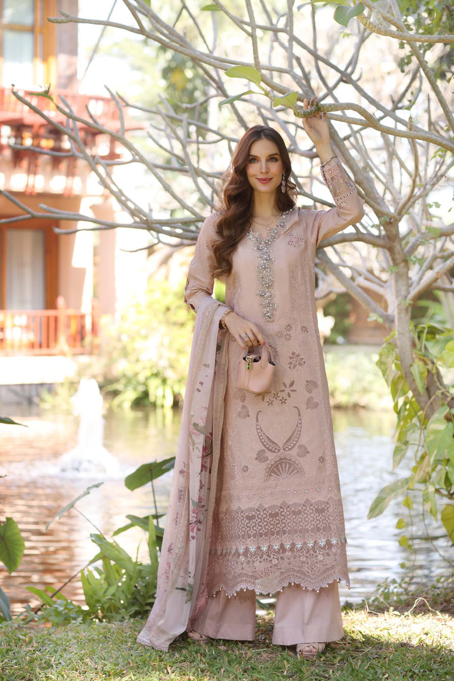 Noor by Saadia Asad Eid Luxury Handwork Laserkari Unstitched 3Pc Suit D-06B