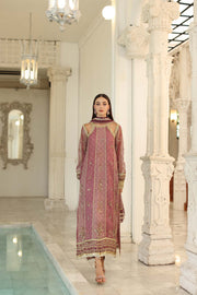 Noor by Saadia Asad Embroidered Cotton Net Unstitched 3Pc Suit D-06 Rose Pink