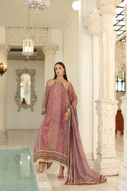 Noor by Saadia Asad Embroidered Cotton Net Unstitched 3Pc Suit D-06 Rose Pink
