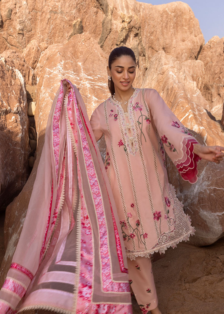 Crimson Flow Embroidered Lawn Unstitched 3Pc Suit D-6B Floral Crush