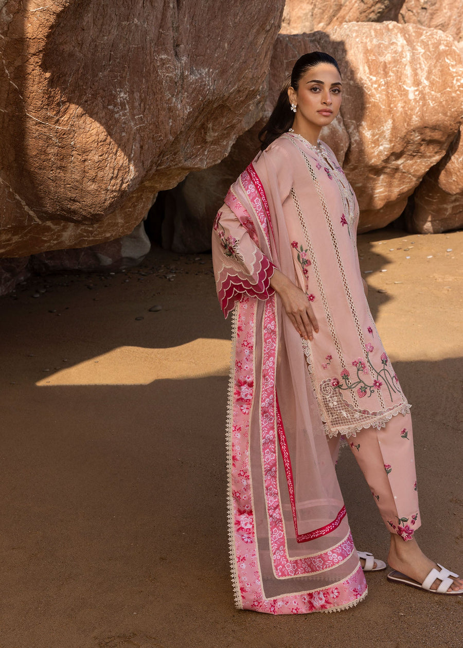 Crimson Flow Embroidered Lawn Unstitched 3Pc Suit D-6B Floral Crush