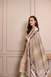 Noor by Saadia Asad Embroidered Linen Unstitched 3Pc Suit D-07A